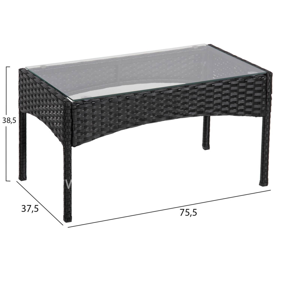 OUTDOOR LOUNGE SET 4PCS STASIA HM6089.04 SYNTHETIC RATTAN IN BLACK-CUSHIONS IN BEIGE