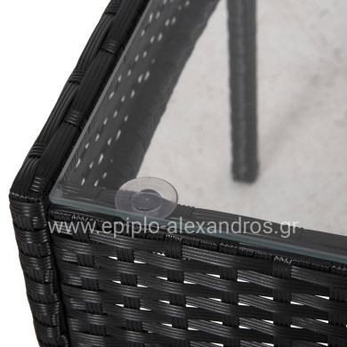 OUTDOOR LOUNGE SET 4PCS STASIA HM6089.04 SYNTHETIC RATTAN IN BLACK-CUSHIONS IN BEIGE