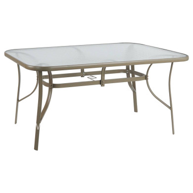 DINING TABLE BRUNO HM5074.04 METAL IN CHAMPAGNE COLOR-TEMPERED GLASS 160Χ90Χ72Hcm.