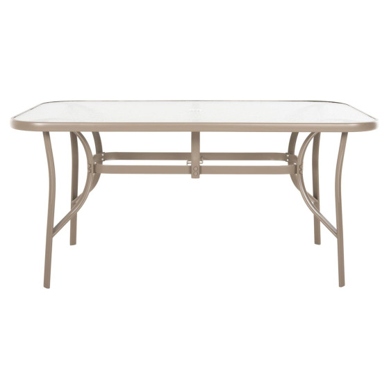 DINING TABLE BRUNO HM5145.14 METAL IN CHAMPAGNE COLOR-TEMPERED GLASS & UMBRELLA HOLE 150X90Χ72Hcm.