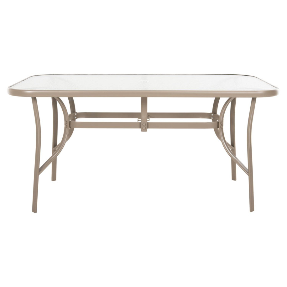 DINING TABLE BRUNO HM5145.14 METAL IN CHAMPAGNE COLOR-TEMPERED GLASS & UMBRELLA HOLE 150X90Χ72Hcm.