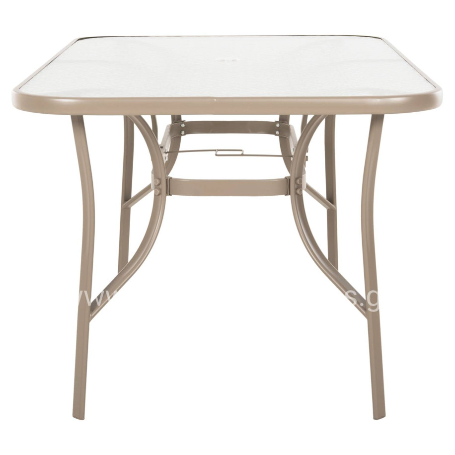 DINING TABLE BRUNO HM5145.14 METAL IN CHAMPAGNE COLOR-TEMPERED GLASS & UMBRELLA HOLE 150X90Χ72Hcm.