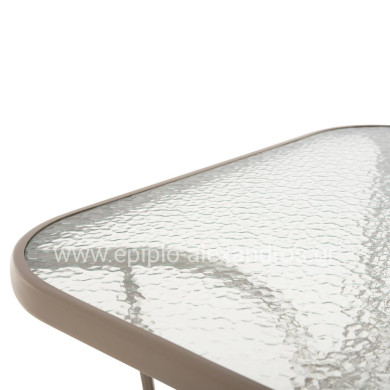 DINING TABLE BRUNO HM5145.14 METAL IN CHAMPAGNE COLOR-TEMPERED GLASS & UMBRELLA HOLE 150X90Χ72Hcm.