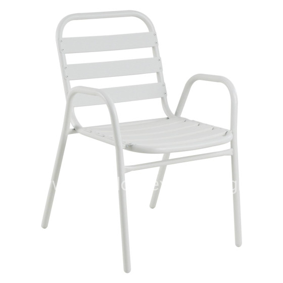 CHAIR PRELUDE HM5970.02 METAL FRAME-ALUMINUM SEAT & BACKREST-WHITE 54x56x79Hcm.