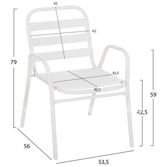 CHAIR PRELUDE HM5970.02 METAL FRAME-ALUMINUM SEAT & BACKREST-WHITE 54x56x79Hcm.