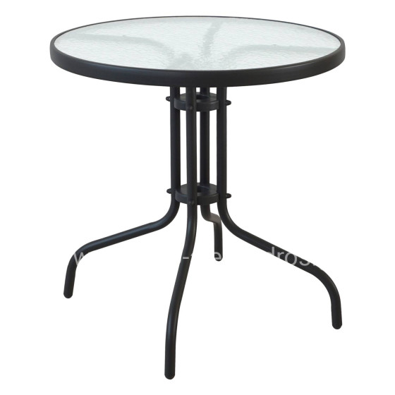 ROUND TABLE LIMA HM5146.03 METAL BLACK WITH TEMPERED GLASS TOP Φ70Χ70Hcm.