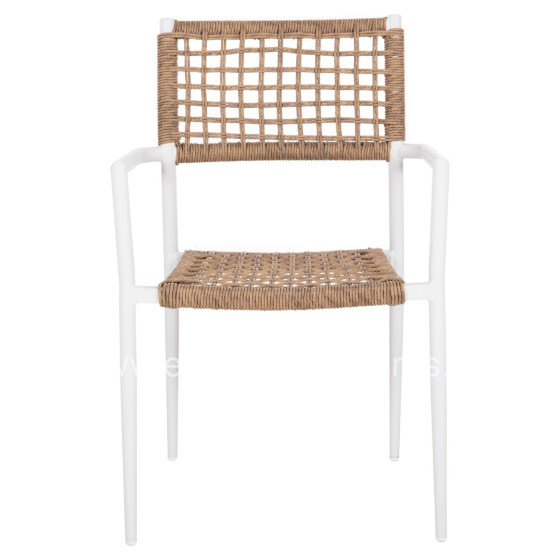 ARMCHAIR TRILAN HM6044.01 ALUMINUM IN WHITE-SYNTHETIC RATTAN IN NATURAL 55.5x55x84Hcm.