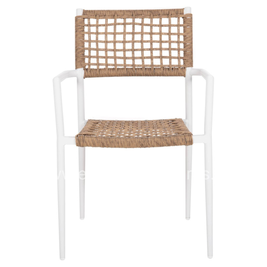 ARMCHAIR TRILAN HM6044.01 ALUMINUM IN WHITE-SYNTHETIC RATTAN IN NATURAL 55.5x55x84Hcm.
