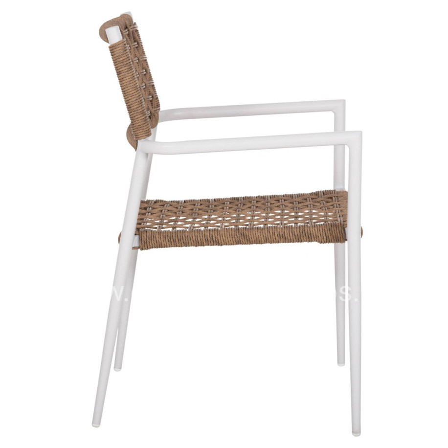 ARMCHAIR TRILAN HM6044.01 ALUMINUM IN WHITE-SYNTHETIC RATTAN IN NATURAL 55.5x55x84Hcm.