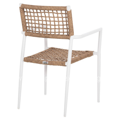 ARMCHAIR TRILAN HM6044.01 ALUMINUM IN WHITE-SYNTHETIC RATTAN IN NATURAL 55.5x55x84Hcm.