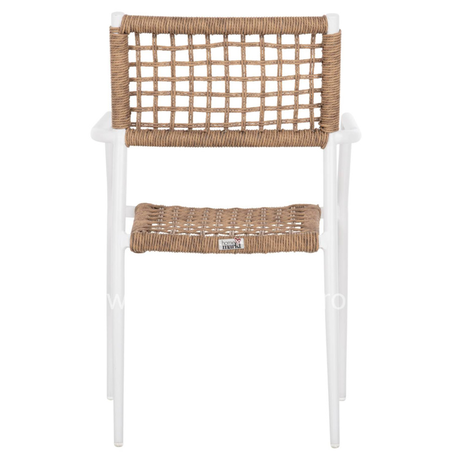 ARMCHAIR TRILAN HM6044.01 ALUMINUM IN WHITE-SYNTHETIC RATTAN IN NATURAL 55.5x55x84Hcm.