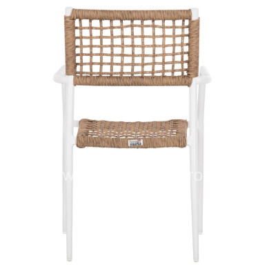 ARMCHAIR TRILAN HM6044.01 ALUMINUM IN WHITE-SYNTHETIC RATTAN IN NATURAL 55.5x55x84Hcm.