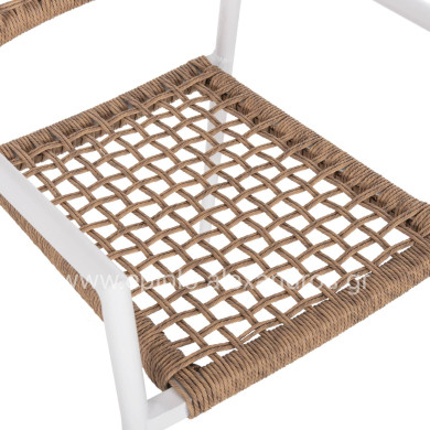 ARMCHAIR TRILAN HM6044.01 ALUMINUM IN WHITE-SYNTHETIC RATTAN IN NATURAL 55.5x55x84Hcm.