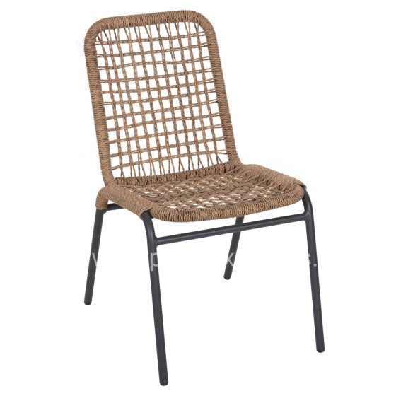 ALUMINUM CHAIR SPANO HM6047 ANTHRACITE FRAME- BEIGE SYNTHETIC RATTAN 46x59x80Hcm.