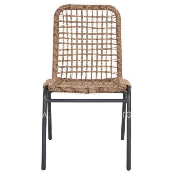 ALUMINUM CHAIR SPANO HM6047 ANTHRACITE FRAME- BEIGE SYNTHETIC RATTAN 46x59x80Hcm.