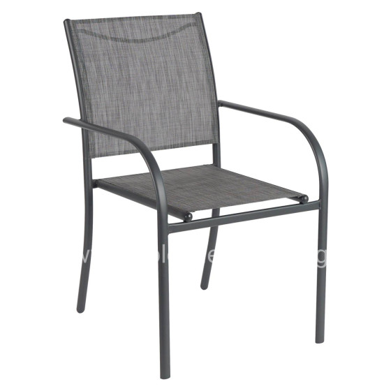 OUTDOOR ARMCHAIR REDAN HM5976.01 GREY METAL-GREY TEXTILENE 56x60x88Hcm.