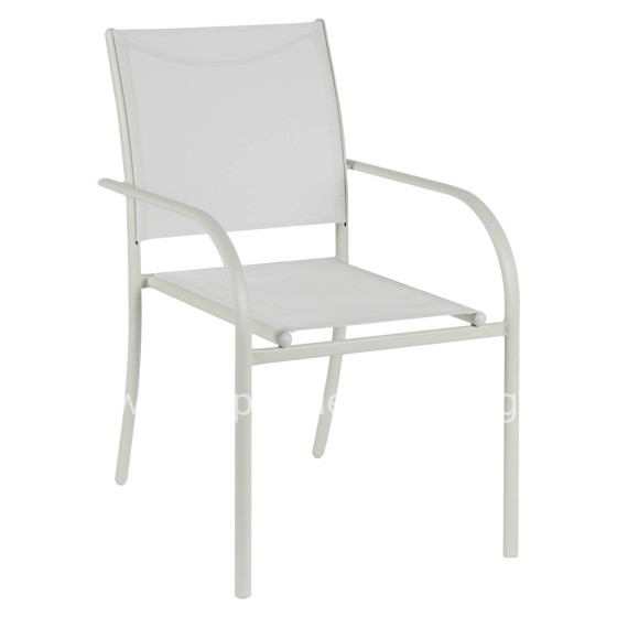 OUTDOOR ARMCHAIR REDAN HM5976.02 WHITE METAL-WHITE TEXTILENE 56x60x88Hcm.