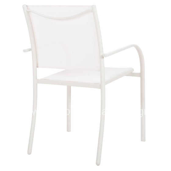 OUTDOOR ARMCHAIR REDAN HM5976.02 WHITE METAL-WHITE TEXTILENE 56x60x88Hcm.