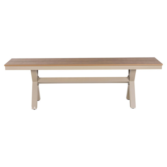 ALUMINUM BENCH TAWNEE HM6038.04 CHAMPAGNE COLOR- POLYWOOD SEAT IN NATURAL WOOD COLOR 150x36x45Hcm.