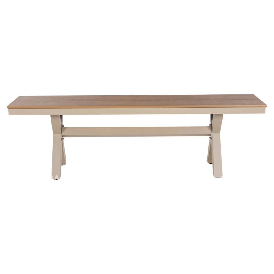 ALUMINUM BENCH TAWNEE HM6038.04 CHAMPAGNE COLOR- POLYWOOD SEAT IN NATURAL WOOD COLOR 150x36x45Hcm.