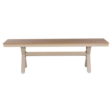 ALUMINUM BENCH TAWNEE HM6038.04 CHAMPAGNE COLOR- POLYWOOD SEAT IN NATURAL WOOD COLOR 150x36x45Hcm.