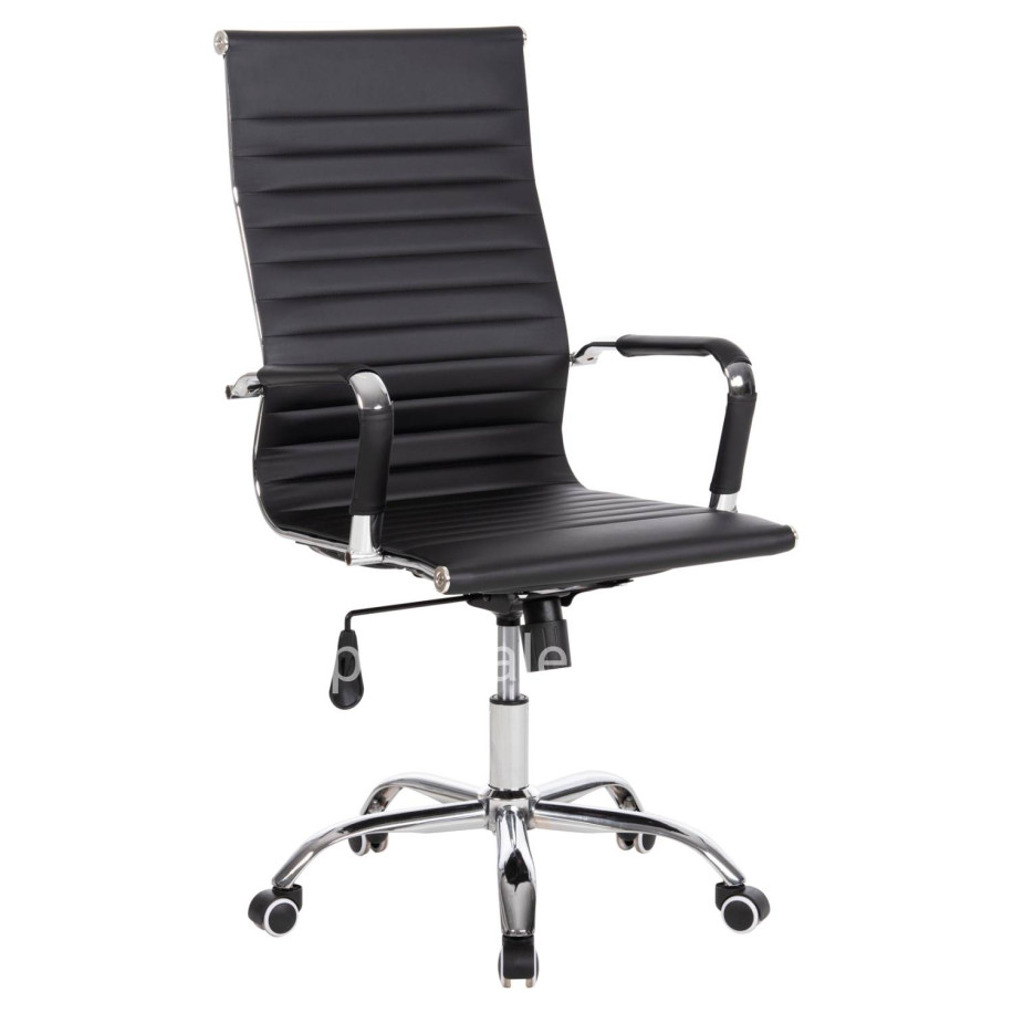 MANAGER'S OFFICE CHAIR BOSS HM1059.31 BLACK PU-CHROMED METAL FRAME AND BASE 53x57x109Hcm.