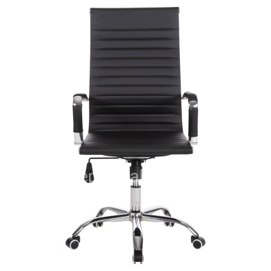 MANAGER'S OFFICE CHAIR BOSS HM1059.31 BLACK PU-CHROMED METAL FRAME AND BASE 53x57x109Hcm.