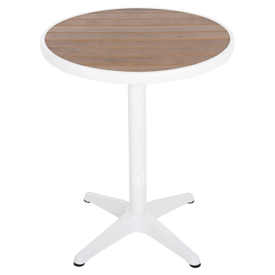 ALUMINUM ROUND TABLE ALEXA HM6086.02 WHITE-POLYWOOD TOP IN NATURAL COLOR Φ60x73Hcm.