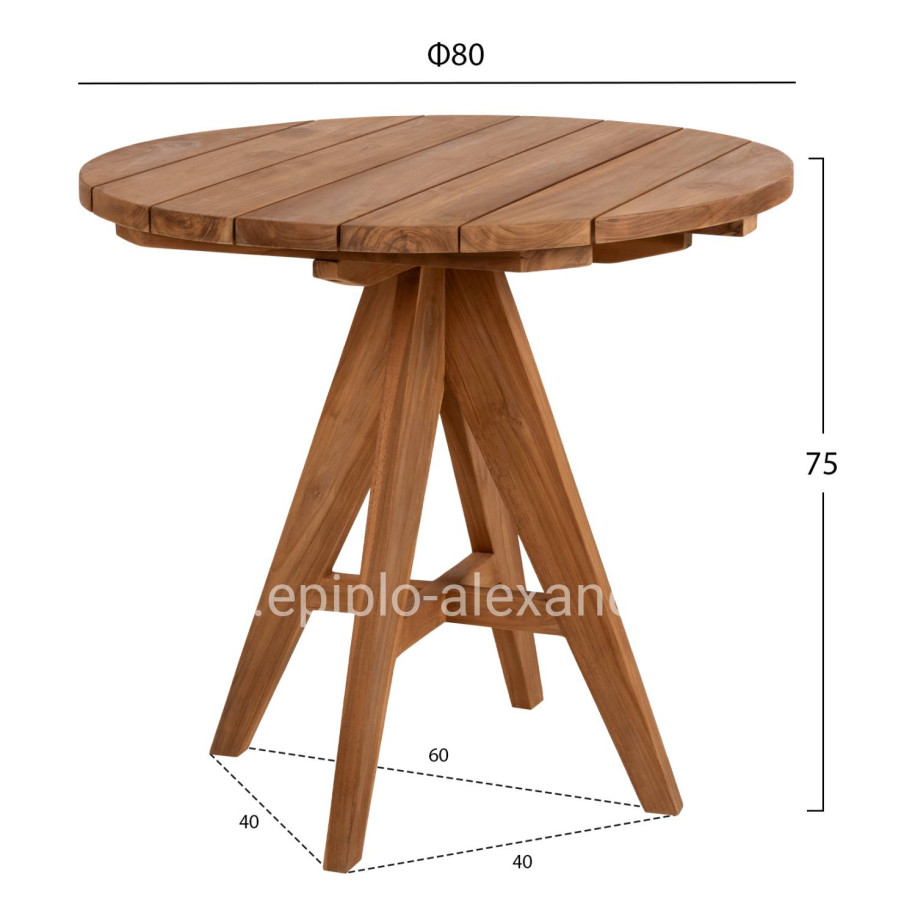 ΤΡΑΠΕΖΙ LEO HM9623.11 ΣΤΡΟΓΓΥΛΟ ΜΑΣΙΦ ΞΥΛΟ ΤΕΑΚ Φ80x75Υεκ.