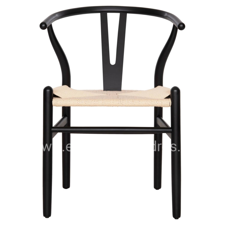 DINING CHAIR BRAVE HM8695.03 BEECH WOOD IN BLACK-BEIGE ROPE 54.5x53x75Hcm.