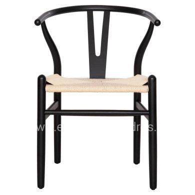 DINING CHAIR BRAVE HM8695.03 BEECH WOOD IN BLACK-BEIGE ROPE 54.5x53x75Hcm.