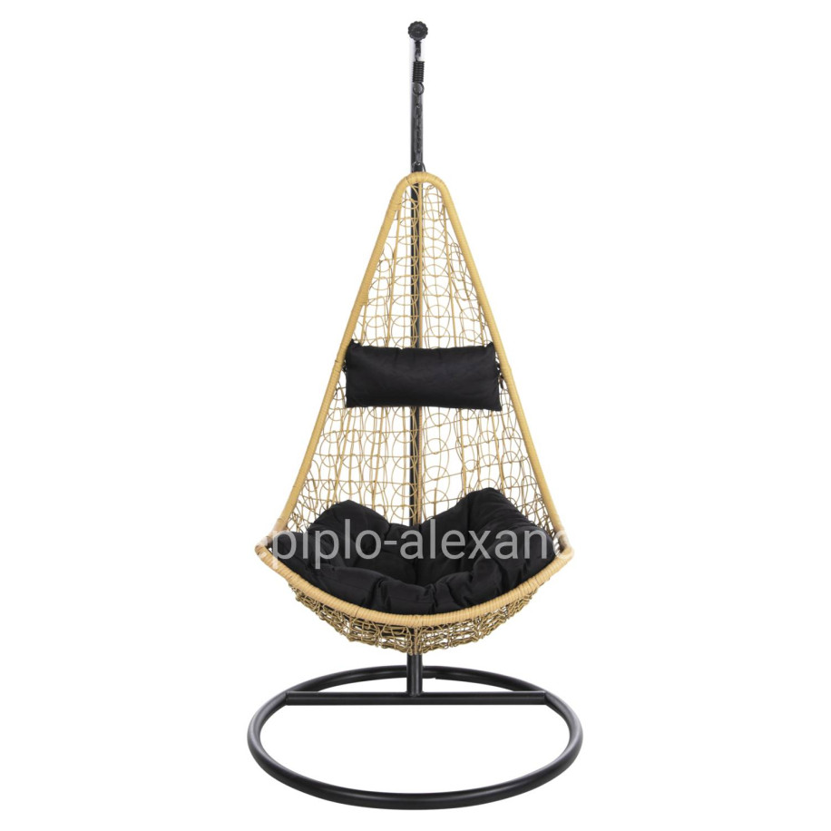 HANGING NEST MILLIE HM5996.04 METAL BLACK-SYNTHETIC RATTAN IN BEIGE Φ95x195Hcm.