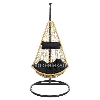 HANGING NEST MILLIE HM5996.04 METAL BLACK-SYNTHETIC RATTAN IN BEIGE Φ95x195Hcm.