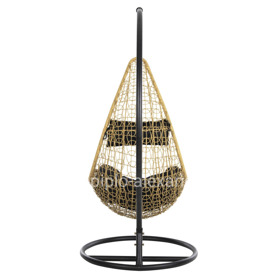 HANGING NEST MILLIE HM5996.04 METAL BLACK-SYNTHETIC RATTAN IN BEIGE Φ95x195Hcm.