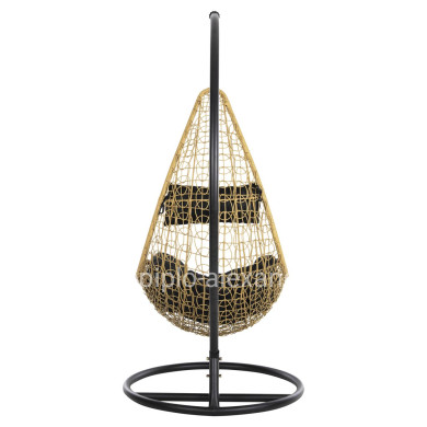HANGING NEST MILLIE HM5996.04 METAL BLACK-SYNTHETIC RATTAN IN BEIGE Φ95x195Hcm.