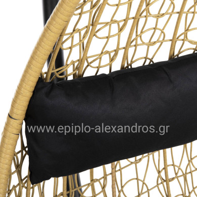 HANGING NEST MILLIE HM5996.04 METAL BLACK-SYNTHETIC RATTAN IN BEIGE Φ95x195Hcm.