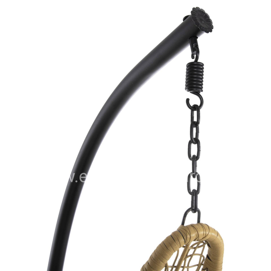 HANGING NEST MILLIE HM5996.04 METAL BLACK-SYNTHETIC RATTAN IN BEIGE Φ95x195Hcm.