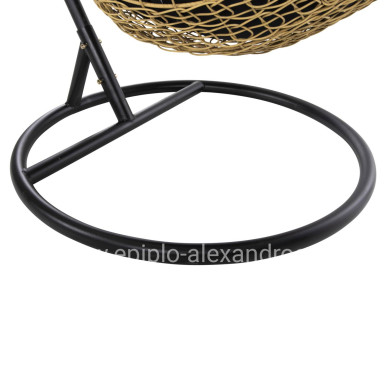 HANGING NEST MILLIE HM5996.04 METAL BLACK-SYNTHETIC RATTAN IN BEIGE Φ95x195Hcm.