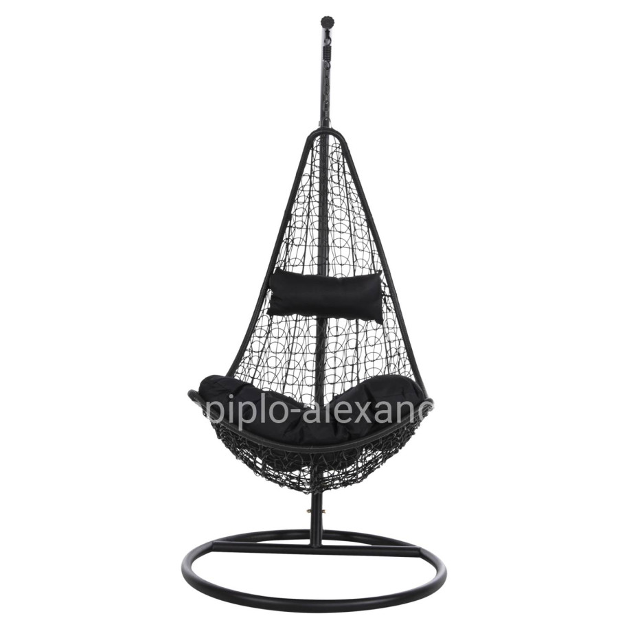 HANGING NEST MILLIE HM5996.02 METAL-SYNTHETIC RATTAN & CUSHIONS IN BLACK Φ95x195Hcm.