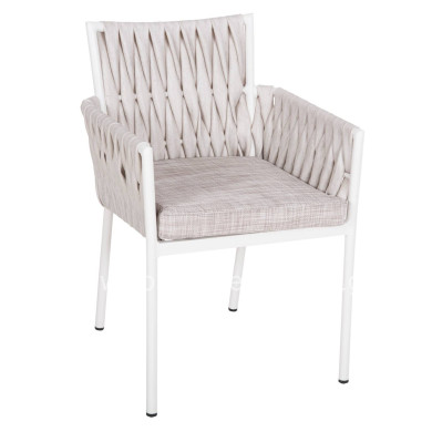 ALUMINUM ARMCHAIR MARTIN HM5564.11 WHITE FRAME AND OFF-WHITE SYNTHETIC RATTAN 56x56x80Hcm.