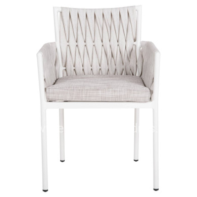 ALUMINUM ARMCHAIR MARTIN HM5564.11 WHITE FRAME AND OFF-WHITE SYNTHETIC RATTAN 56x56x80Hcm.