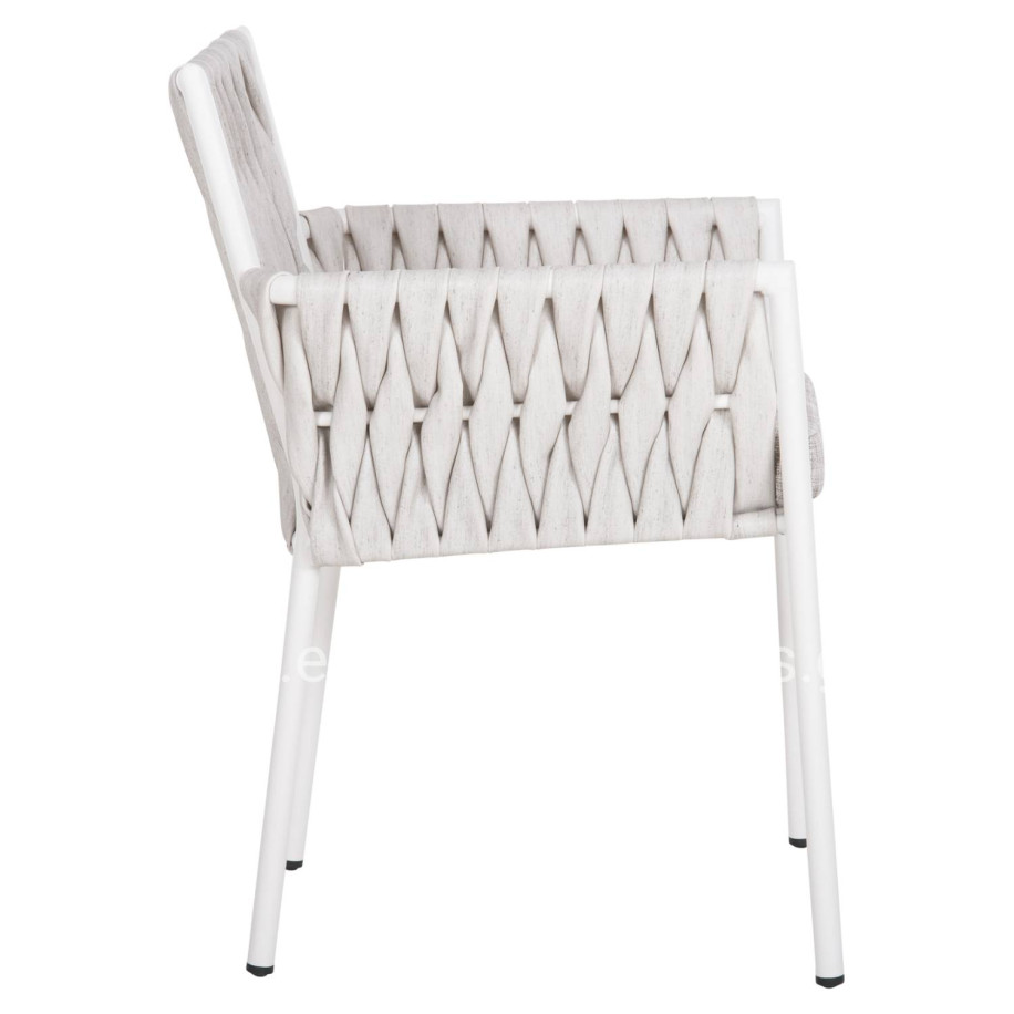 ALUMINUM ARMCHAIR MARTIN HM5564.11 WHITE FRAME AND OFF-WHITE SYNTHETIC RATTAN 56x56x80Hcm.