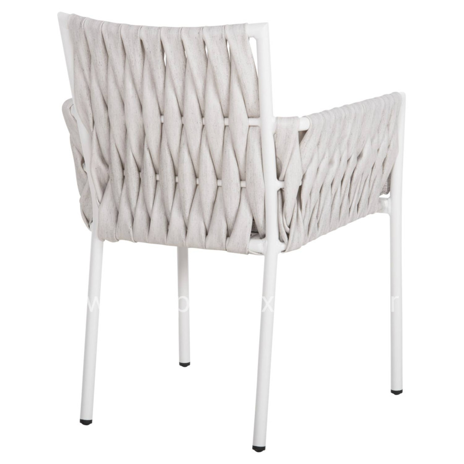 ALUMINUM ARMCHAIR MARTIN HM5564.11 WHITE FRAME AND OFF-WHITE SYNTHETIC RATTAN 56x56x80Hcm.