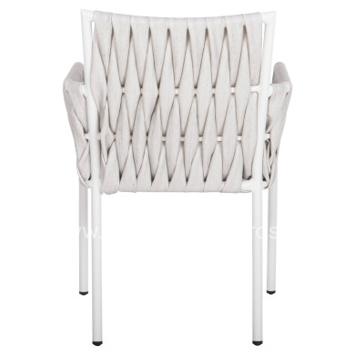 ALUMINUM ARMCHAIR MARTIN HM5564.11 WHITE FRAME AND OFF-WHITE SYNTHETIC RATTAN 56x56x80Hcm.