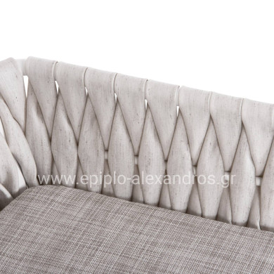 ALUMINUM ARMCHAIR MARTIN HM5564.11 WHITE FRAME AND OFF-WHITE SYNTHETIC RATTAN 56x56x80Hcm.