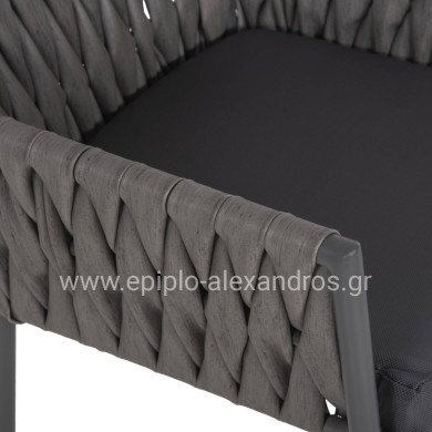 ALUMINUM ARMCHAIR MARTIN HM5564.12 ANTHRACITE FRAME AND ANTHRACITE SYNTHETIC RATTAN 56x56x80Hcm.