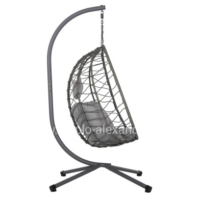 HANGING NEST MILLIE HM5997.10 METAL BASE-SYNTHETIC RATTAN AND CUSHIONS IN GREY 90x75x190Hcm.