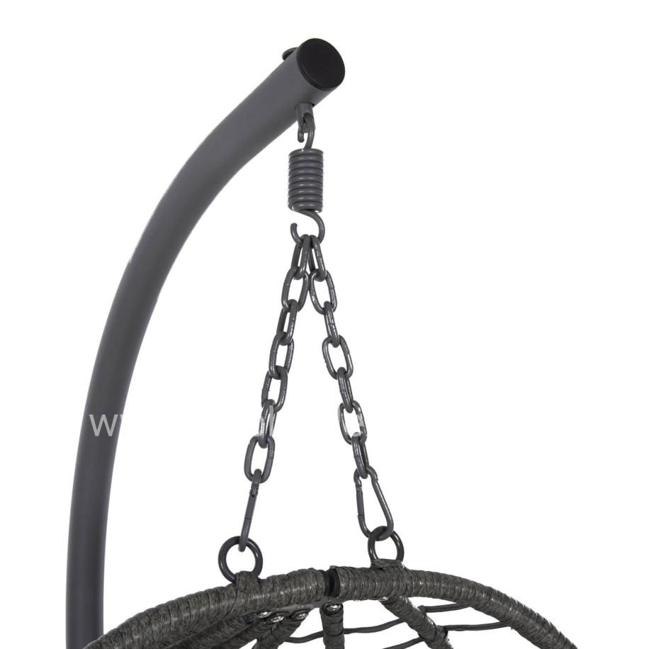 HANGING NEST MILLIE HM5997.10 METAL BASE-SYNTHETIC RATTAN AND CUSHIONS IN GREY 90x75x190Hcm.
