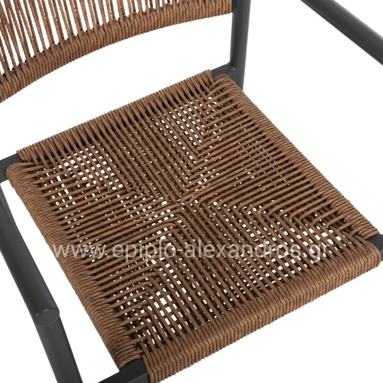 ΠΟΛΥΘΡΟΝΑ ΑΛΟΥΜΙΝΙΟΥ STER HM5786.12 ΑΝΘΡΑΚΙ-ΣΥΝΘ.RATTAN ΜΠΕΖ 55,5x53x78Υεκ.