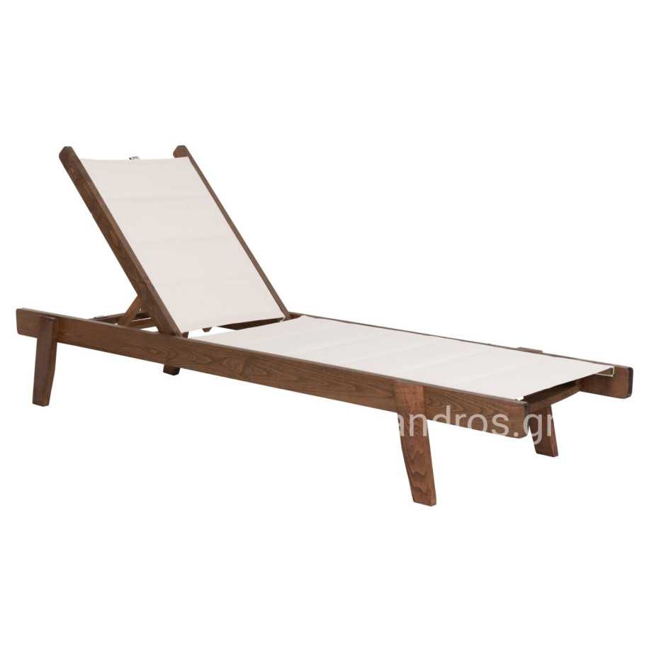 BEACH LOUNGER MILOS HM10685.01 BEECH WOOD IN WALNUT-ECRU TEXTILENE CUSHION COVER 204x65x92,5Hcm.